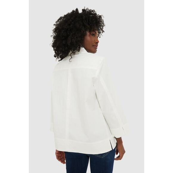 TUCKERNUCK White Margot Stand Collar Blouse Size L NWT Retail $128 Tuckernuck - Picture 2 of 6